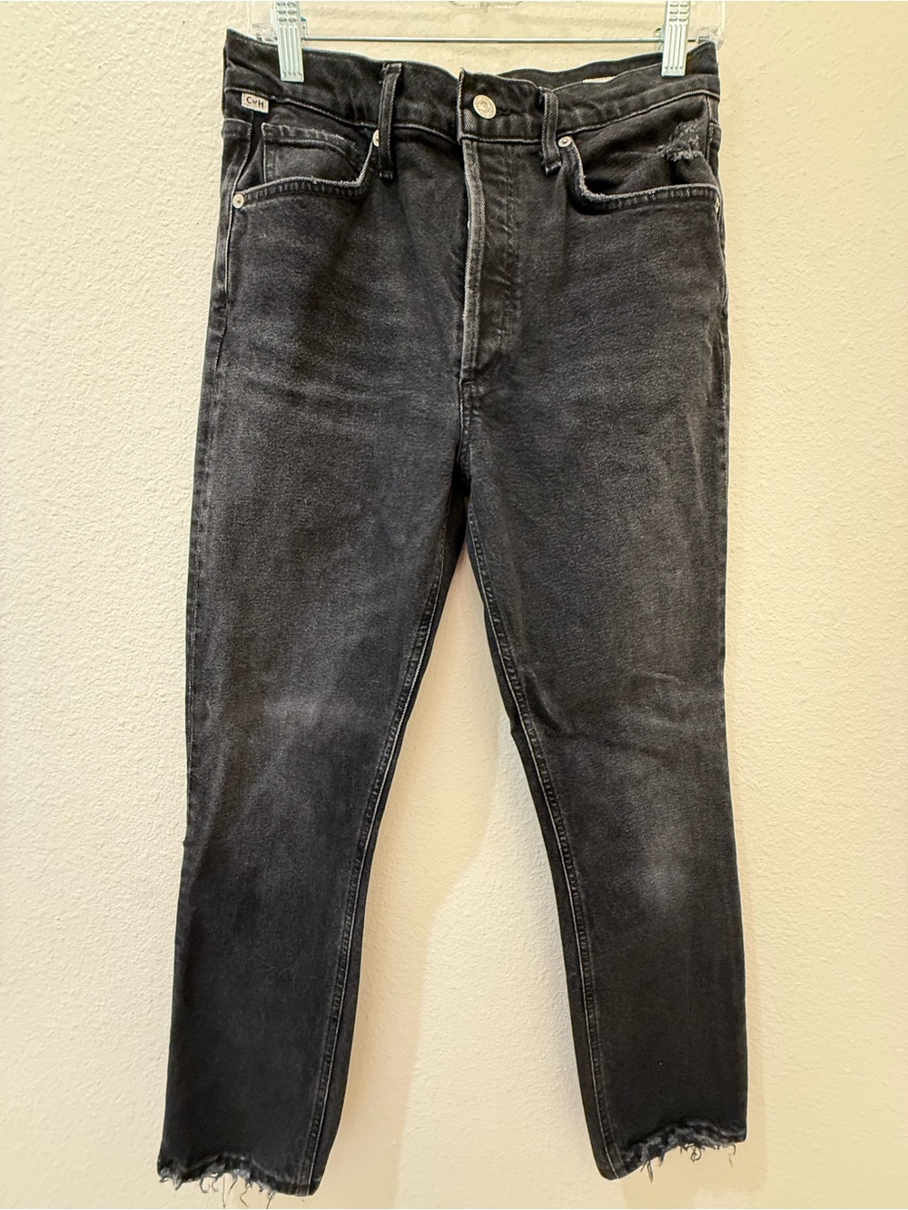 Citizens Of Humanity Washed Black Straight Leg Jeans
